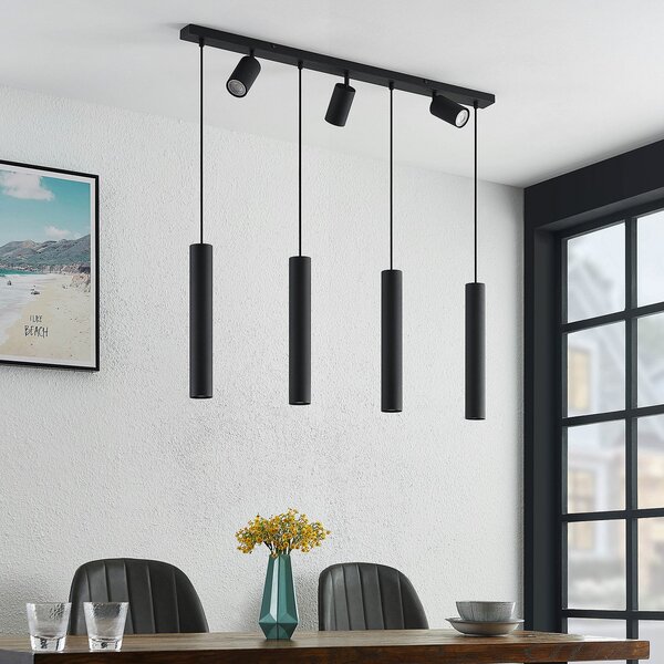 Lampa Wisząca Lindby, Sanad, ściemnialny, czarny, salon, metal, nowoczesny