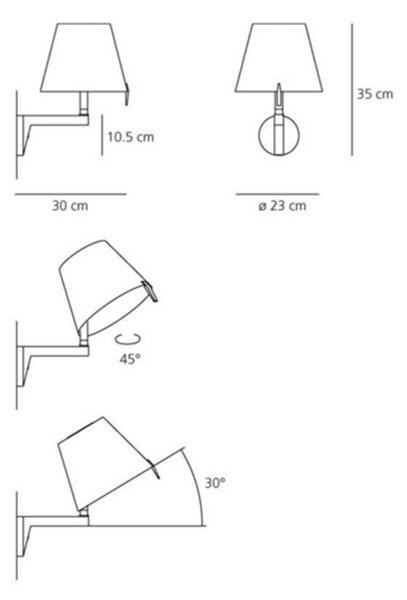 Lampa Ścienna Artemide, metaliczny, salon, aluminium