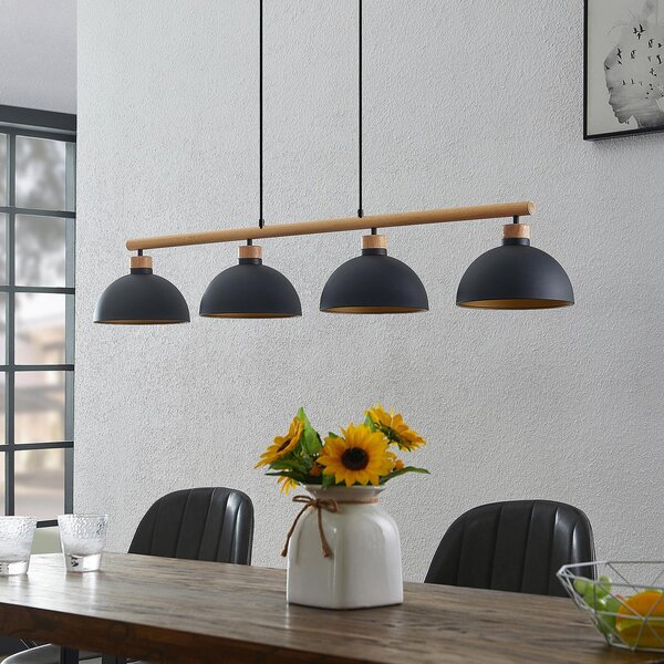 Lampa Wisząca Lindby, Tirzana, ściemnialny, czarny, salon, metal, vintage
