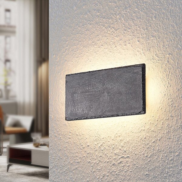 Lampa Ścienna Lindby, Peetu, ściemnialny, szary, salon, kamień, nowoczesny