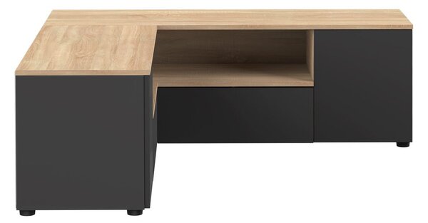 Czarna szafka pod TV w dekorze dębu 130x46 cm Angle – TemaHome