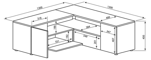 Czarna szafka pod TV w dekorze dębu 130x46 cm Angle – TemaHome