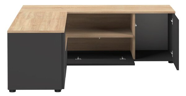 Czarna szafka pod TV w dekorze dębu 130x46 cm Angle – TemaHome