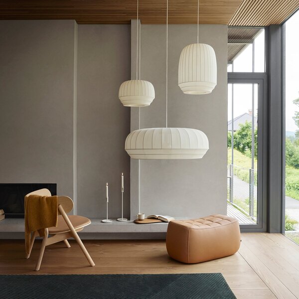 Lampa Wisząca Northern, Tradition tall, ściemnialny, biały, salon, tkanina | tekstylia, design