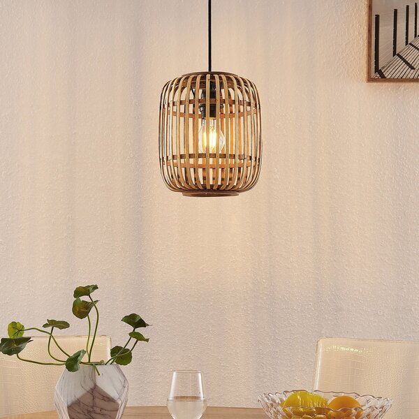 Lampa Wisząca Lindby, Canyana, ściemnialny, drewniany, salon, drewno, dworkowy | rustykalny