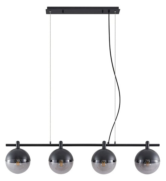 Lampa Wisząca Lucande, Dustian, ściemnialny, czarny, kuchnia, szkło, design