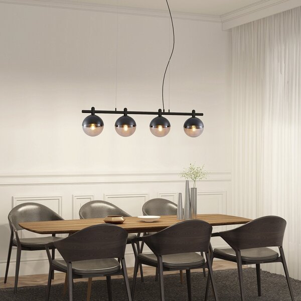 Lampa Wisząca Lucande, Dustian, ściemnialny, czarny, kuchnia, szkło, design