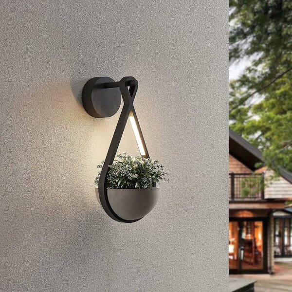 Zewnętrzna Lampa Lucande, Florka, szary, balkon, metal, nowoczesny