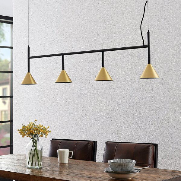 Lampa Wisząca Lucande, Kartio, ściemnialny, czarny, salon, metal, design