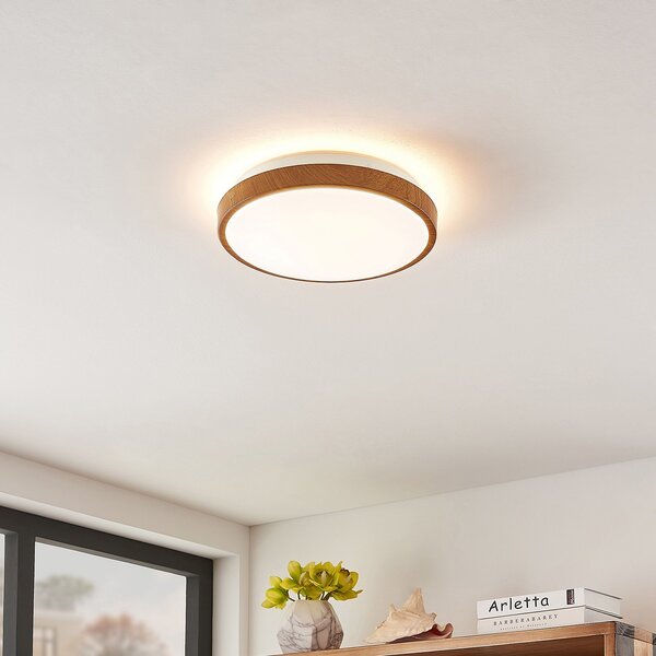 Lampa Sufitowa Lindby, Mendosa, drewniany, salon, tworzywo sztuczne, nowoczesny