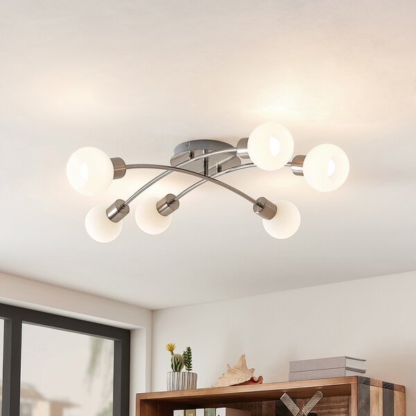 Lampa Sufitowa Lindby, Agmar, ściemnialny, metaliczny, salon, metal, nowoczesny