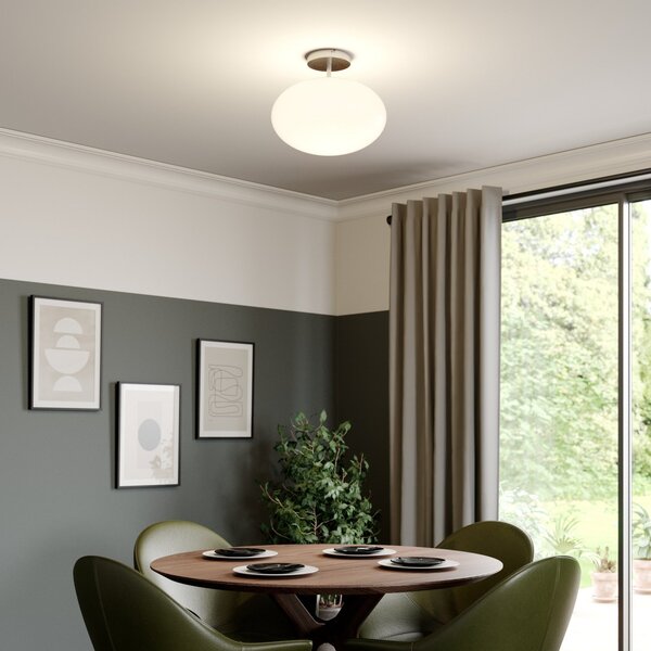 Lampa Sufitowa Lindby, Sonika, ściemnialny, biały, salon, szkło, nowoczesny