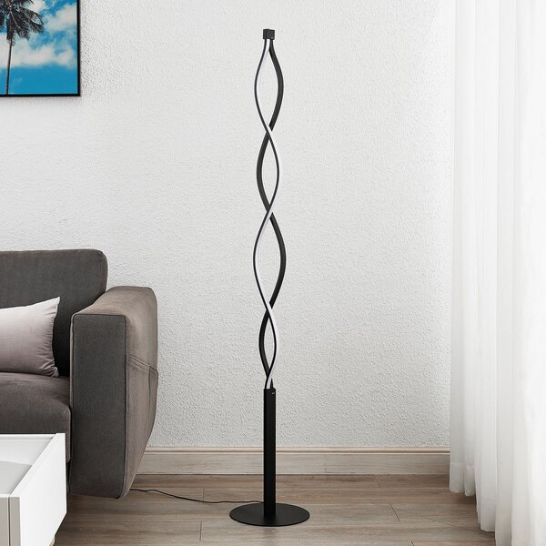 Lampa Podłogowa Lindby, Welina, ściemnialny, czarny, salon, metal, nowoczesny