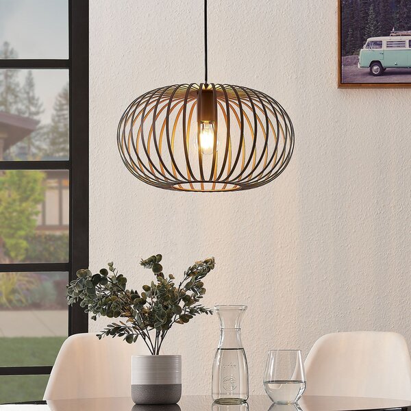 Lampa Wisząca Lindby, Nahele, ściemnialny, brąz rdzawy, salon, metal, vintage