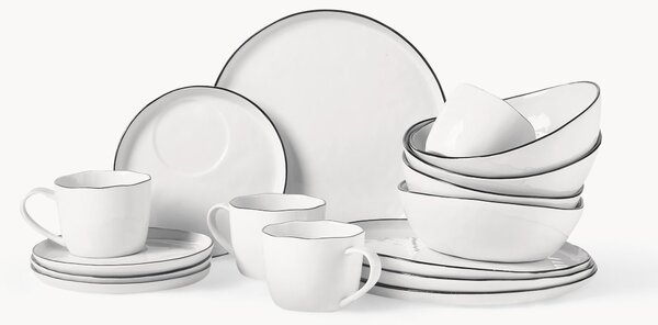 Komplet ręcznie wykonanych naczyń śniadaniowych z porcelany Salt, dla 4 osób (16 elem.)