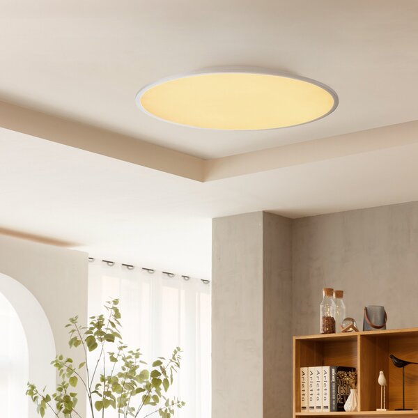 Lampa Sufitowa Lindby, Narima, ściemnialny, szary, kuchnia, tworzywo sztuczne, nowoczesny