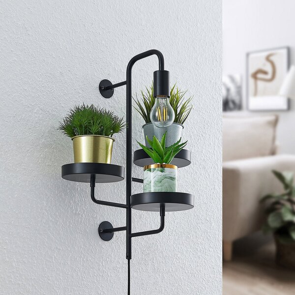 Lampa Ścienna Lindby, Hanjo, ściemnialny, czarny, salon, metal, nowoczesny