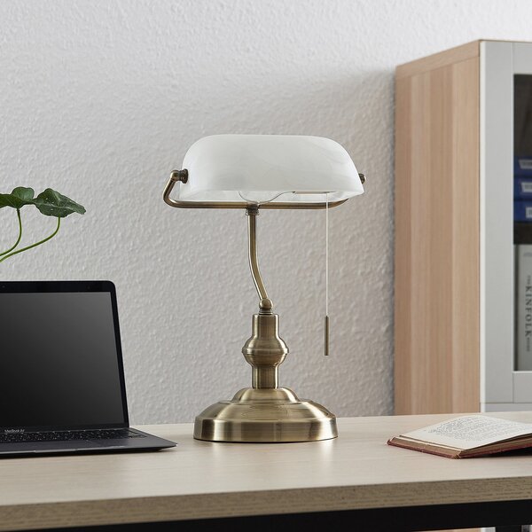 Lampa Stołowa Lindby, Profina, antyczny mosiądz, salon, metal, antyczny