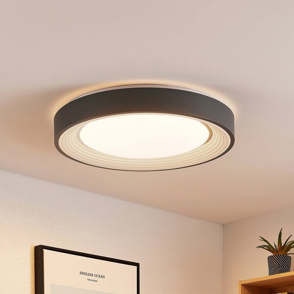 Lampa Sufitowa Lindby, Lindum, ściemnialny, czarny, salon, metal, nowoczesny