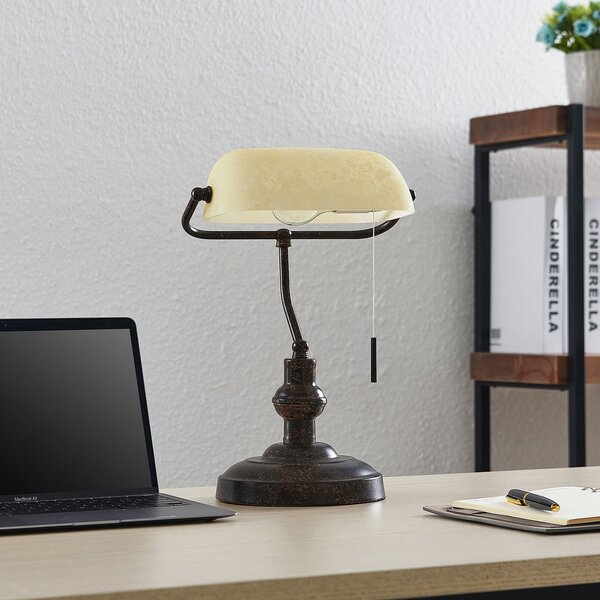 Lampa Stołowa Lindby, Profina, brąz rdzawy, salon, metal, antyczny