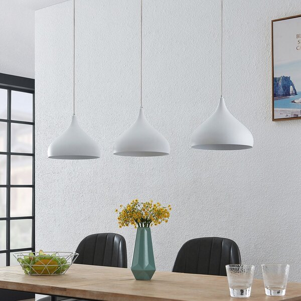 Lampa Wisząca Lindby, Elamira, ściemnialny, biały, salon, metal, nowoczesny