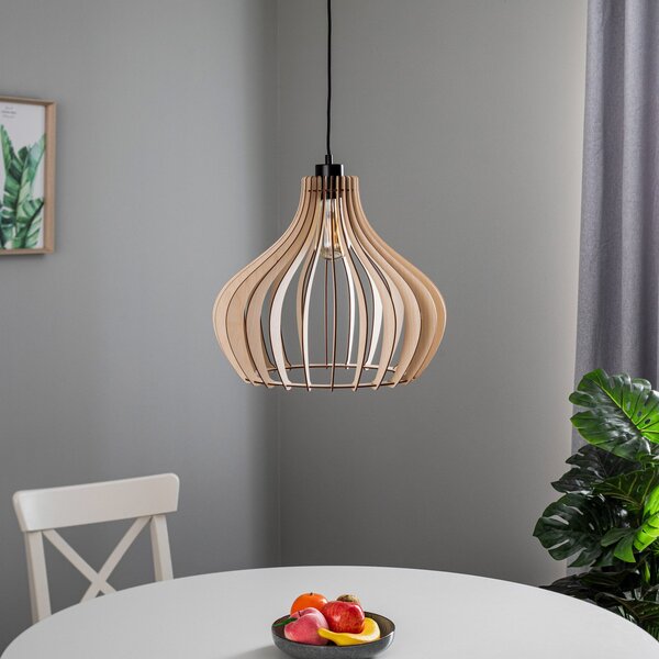 Lampa Wisząca Envostar, Faje, ściemnialny, drewniany, salon, drewno, skandynawski
