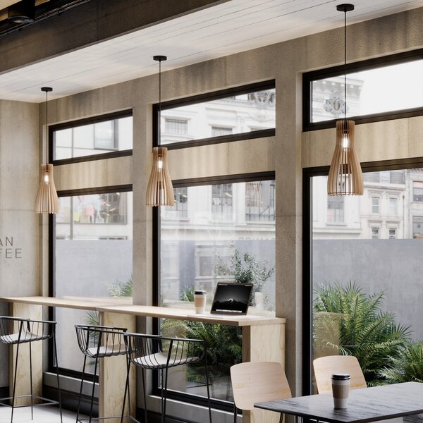 Lampa Wisząca Envostar, Furn, ściemnialny, drewniany, salon, drewno, skandynawski