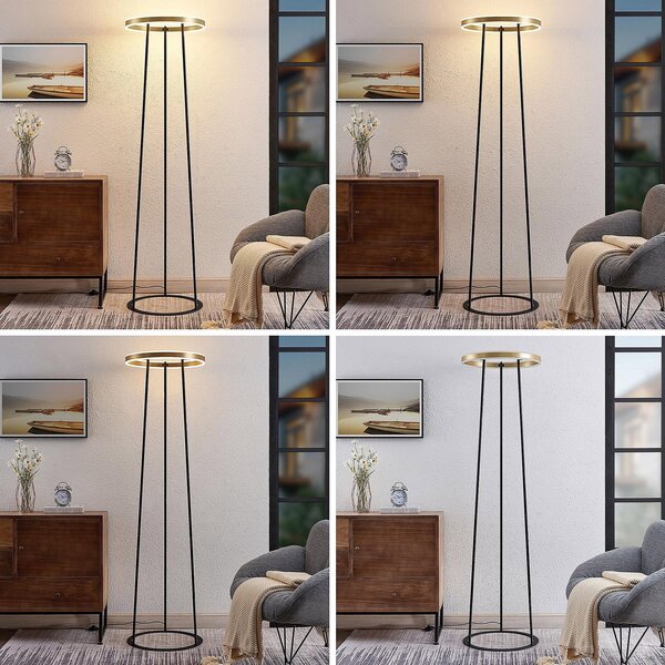 Lampa Podłogowa Lucande, Seppe, ściemnialny, czarny, salon, metal, design