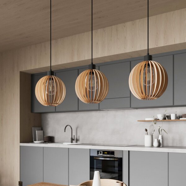 Lampa Wisząca Envostar, Clay, ściemnialny, drewniany, przedpokój, drewno, skandynawski