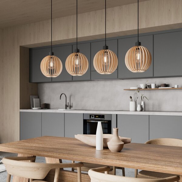 Lampa Wisząca Envostar, Clay, ściemnialny, drewniany, przedpokój, drewno, skandynawski