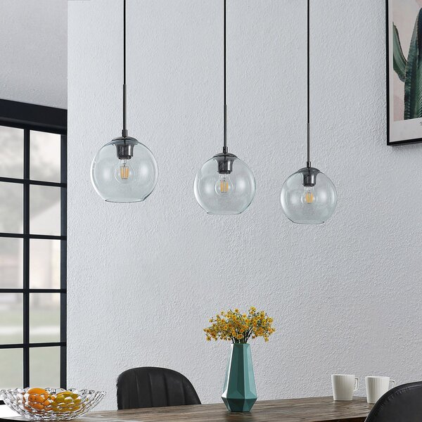 Lampa Wisząca Lindby, Firano, ściemnialny, szary, salon, metal, nowoczesny