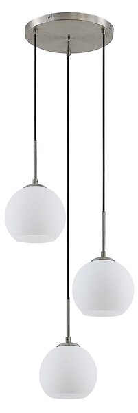 Lampa Wisząca Lindby, Jurian, ściemnialny, biały, salon, szkło, nowoczesny