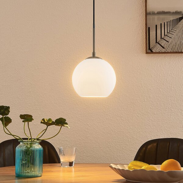Lampa Wisząca Lindby, Jurian, ściemnialny, biały, salon, szkło, nowoczesny