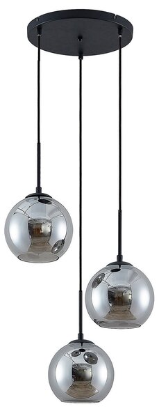 Lampa Wisząca Lindby, Jurian, ściemnialny, szary, salon, szkło, nowoczesny