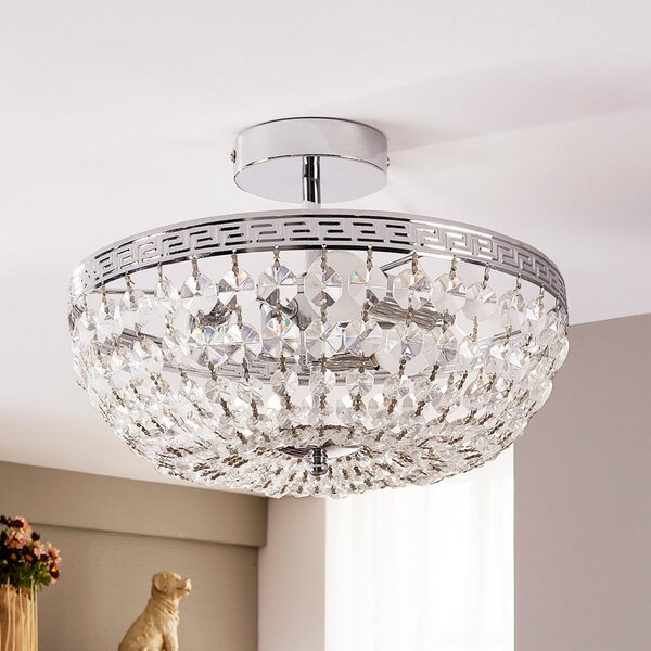 Lampa Sufitowa Lindby, Mondrian, ściemnialny, transparentny, przedpokój, kryształ, nowoczesny