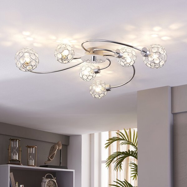Lampa Sufitowa Lindby, Tyron, ściemnialny, metaliczny, salon, metal, nowoczesny