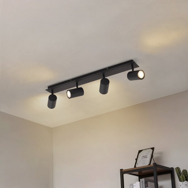 Lampa Sufitowa Lindby, Joffrey, ściemnialny, czarny, salon, metal, nowoczesny