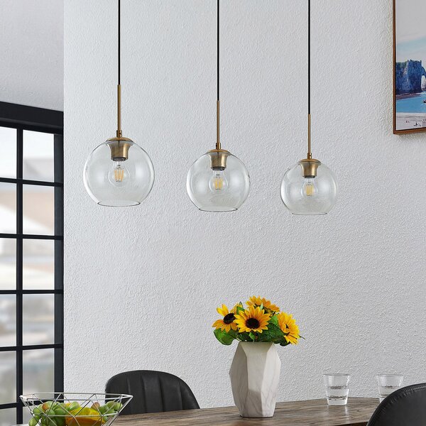 Lampa Wisząca Lindby, Grady, ściemnialny, złoty | mosiężny, salon, metal, nowoczesny