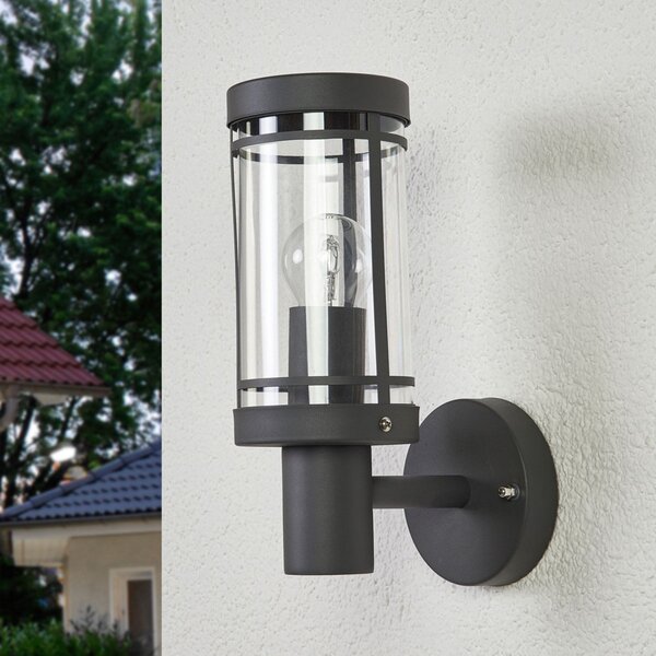 Zewnętrzna Lampa Lindby, Djori, szary, balkon, stal szlachetna, nowoczesny