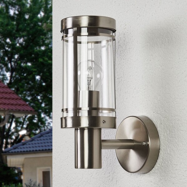 Zewnętrzna Lampa Lindby, Djori, ściemnialny, metaliczny, balkon, stal szlachetna, nowoczesny
