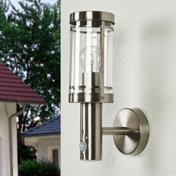 Zewnętrzna Lampa Lindby, Djori, ściemnialny, metaliczny, balkon, stal szlachetna, nowoczesny