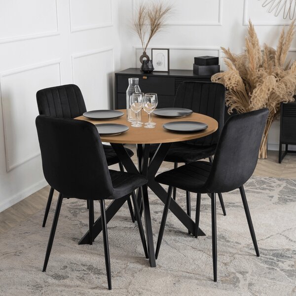 Okrągły stół w stylu industrialnym Lauren 80 cm, dąb złoty/czarny