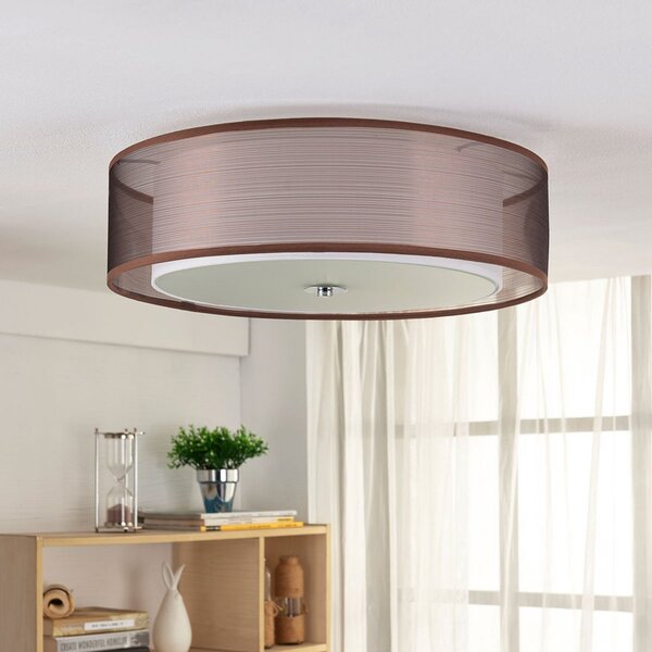 Lampa Sufitowa Lindby, Tobia, ściemnialny, brąz rdzawy, salon, tkanina | tekstylia, nowoczesny