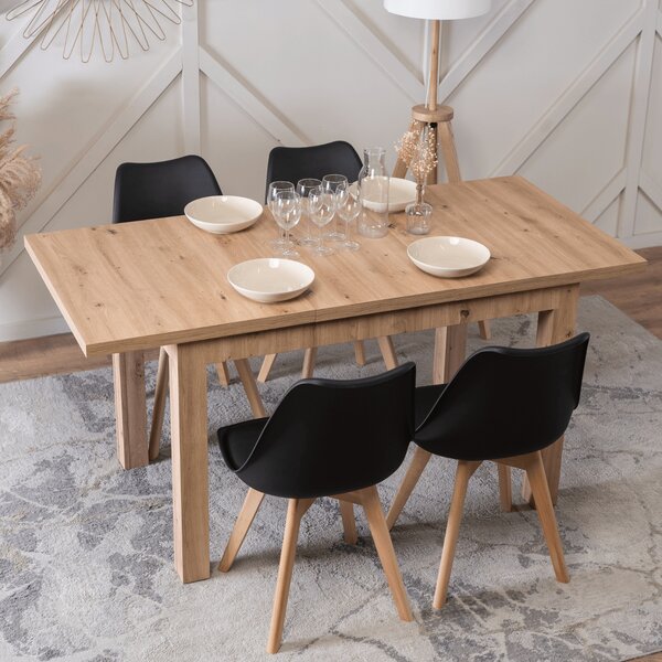 Klasyczny stół rozkładany Skubi 120-160 cm, dąb artisan