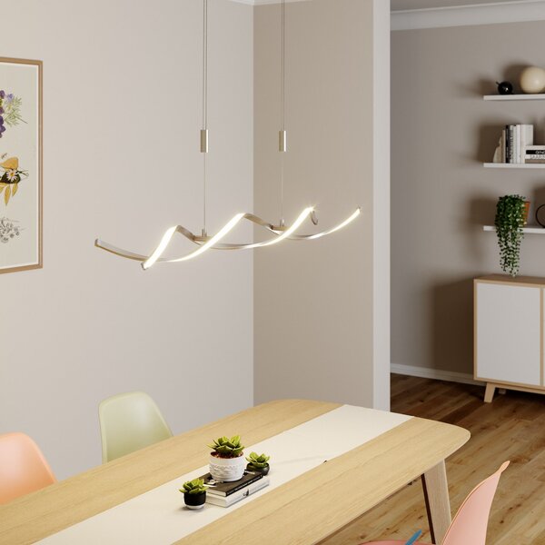Lampa Wisząca Lindby, Auron, ściemnialny, szary, salon, tworzywo sztuczne, nowoczesny