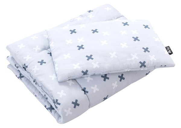 Pościel z wypełnieniem kolor szary tkanina wzorzysta