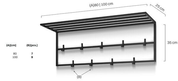 Wieszak z półką Neoloft Wall 80 | 100 cm - Gotowy do wysyłki