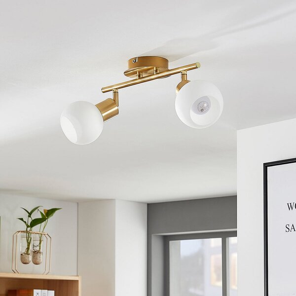 Lampa Sufitowa Lindby, ELAINA, ściemnialny, złoty | mosiężny, salon, metal, nowoczesny