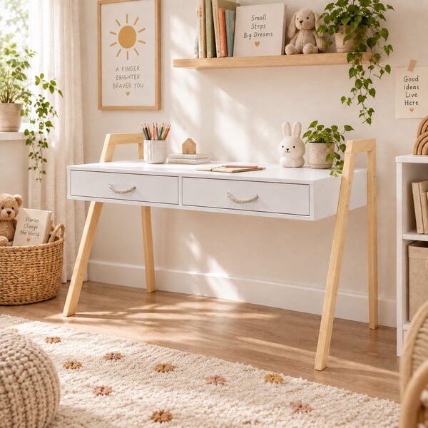 Zestaw mebli dziecięcych Luna BOHO 2w1: Łóżeczko z funkcją biurka + Komoda z przewijakiem