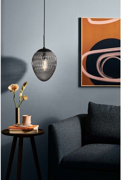 Lampa Wisząca Halo Design, szary, salon, szkło